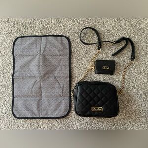 Itzy Ritzy Crossbody Quilted Leatherette - Black, diaper bag